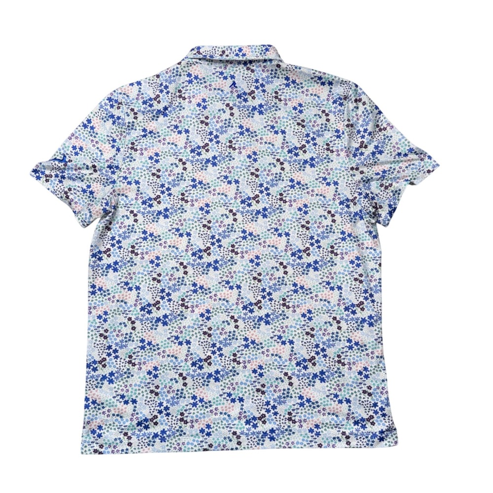 REDVANLY Polo Shirt Mens Lrg Blue Floral Performance Golf Short Sleeve Excellent - Picture 4 of 5